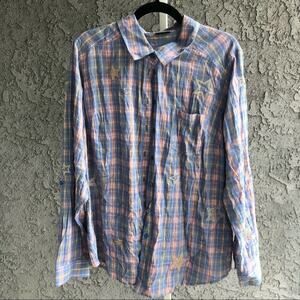 Torrid Pastel Plaid Gold Star Shirt